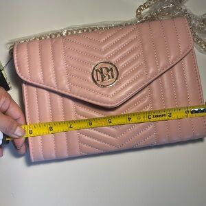 Badgley Mischka Blush Quilted Clutch